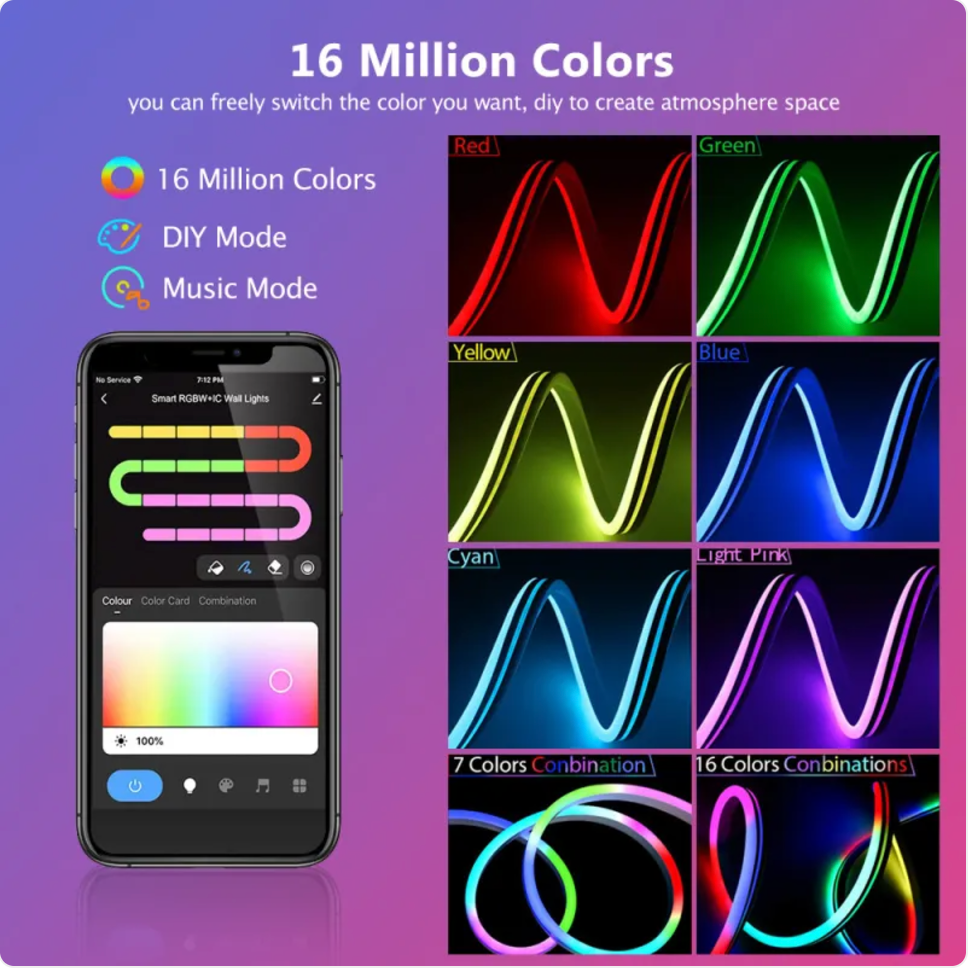WiFi Smart LED Neon Light Strip with Silicone Graffiti Design