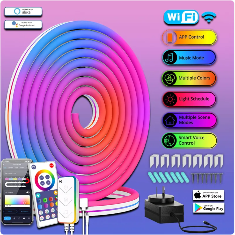 WiFi Smart LED Neon Light Strip with Silicone Graffiti Design